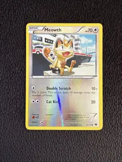 Meowth 80/99 Pokemon TCG BW: Next Destinies Mirror Reverse Holo LP - Image 1