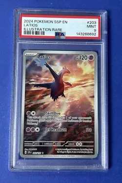 2024 Pokemon SSP EN Latios Illustration Rare #203 PSA 9 MINT - Image 1