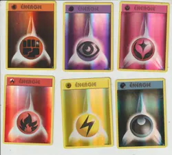 Lot 6 cartes POKEMON ENERGIE HOLO REVERSE EX-NM Electrique,fee,psy EVO 94 95 99 - Image 1