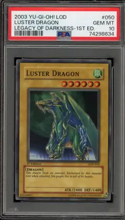 Yu-Gi-Oh! Luster Dragon Legacy of Darkness 1st Edition Super Rare LOD-050 PSA 10 - Image 1
