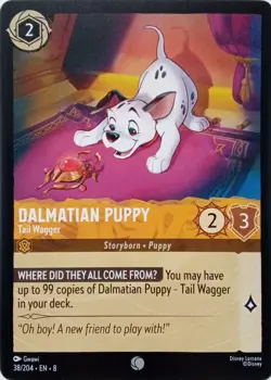 38/204 DALMATION PUPPY TAIL WAGGER EN8 COMMON DISNEY LORCANA CARD - Image 1