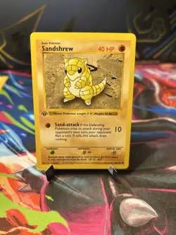 Pokemon Card - Sandshrew 1st Edition Base Set Shadowless 62/102 NM/LP - Image 1