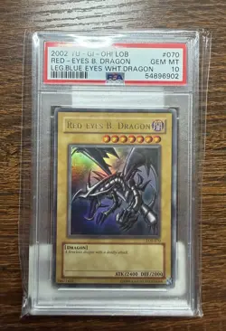 2002 LOB 070 Red-Eyes Black Dragon Ultra Rare Yu-Gi-Oh! Card PSA 10 Gem Mint - Image 2
