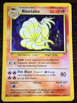 Pokemon Ninetales Base Set Holo Card 12/102 1999 English Vintage - Image 1
