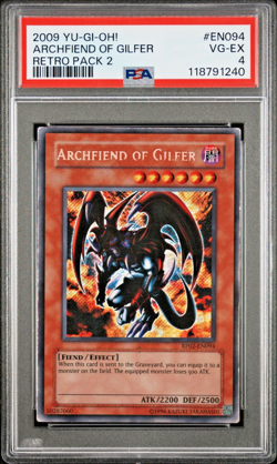 PSA 4 2009 YUGIOH Archfiend of Gilfer Dragon Retro Pack 2 RP02-EN094 Secret Rare - Image 1