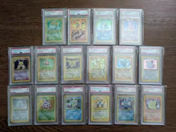 POKEMON 1999 Base Unlimited 16 Card COMPLETE HOLO PSA 9 Set Charizard Blastoise - Image 1