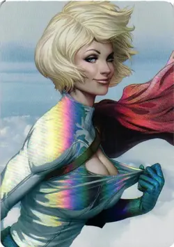 POWER GIRL Cartoon Beauty HOLOGRAPHIC Goddess Story Custom Art Collectible Card - Image 1