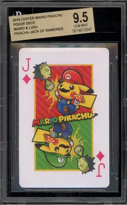 Pokemon Mario Pikachu Mario & Luigi Jack of Diamonds Poker Deck BGS 9.5 - Image 1