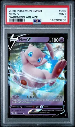 2020 POKEMON SWORD & SHIELD DARKNESS ABLAZE #069 MEW V PSA 9 - Image 1