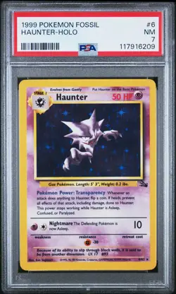 117916209 Haunter 1999 Pokemon Fossil #6/62 Holo PSA 7 - Image 1