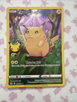 Pikachu 5/25, NM Full Art Holo, Pokemon Celebrations 25th Anniversary TCG Card - Image 1