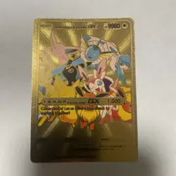 Eevee Sisters & Pikachu GX Fan Foil Gold Fan Art Card Hp9980🔥🔥🔥 - Image 1