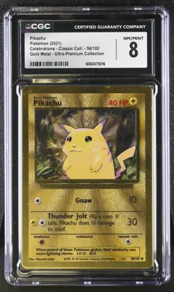 Pokemon TCG Pikachu Celebrations Metal Card 058/102 CGC 8 NM Mint - Image 1