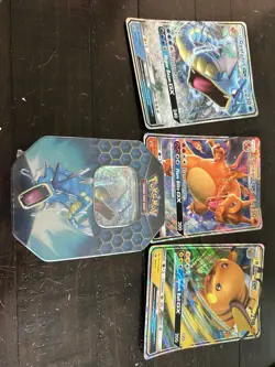 2019 POKEMON HIDDEN FATES TIN GYARADOS GX SEALED WITH PROMO Plus Giant Cards - Image 1