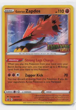 GALARIAN ZAPDOS (PRERELEASE) SWSH124 HOLO PROMO SWORD & SHIELD PROMO POKEMON - Image 1