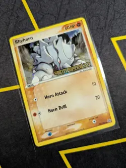 Pokemon Rhyhorn 62/106 EX Emerald 2005 Reverse Holo Stamped DMG - Image 2