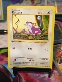 Pokemon Rattata 61/102 1st Edition Base Set Shadowless Near Mint NM 1999 WOTC - Image 1