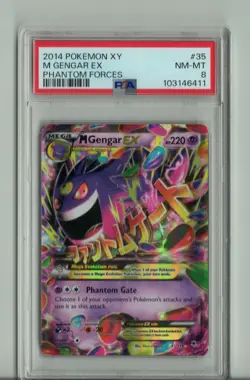 2014 POKEMON XY PHANTOM FORCES #35 M GENGAR EX PSA 8 - Image 1