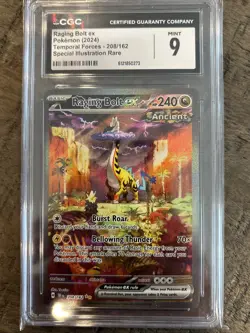 2024 POKEMON TEMPORAL FORCES SPECIAL ILLUSTRATION RARE #208 RAGING BOLT EX CGC 9 - Image 1