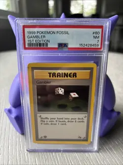 1999 Pokemon Gambler Fossil 1st Edition 60/62 WOTC PSA 7 NM Mint - Image 1