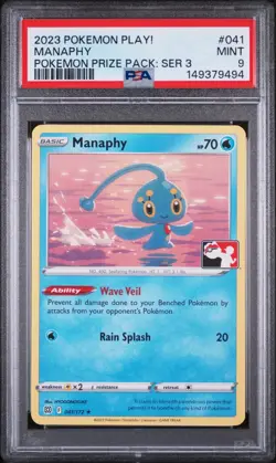 2023 POKEMON PLAY! POKEMON PRIZE PACK: SERIES 3 #041 MANAPHY PSA 9 - Image 1