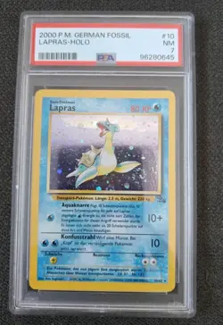 Graded PSA 7 2000 Pokemon German Fossil - Lapras 10/62 Holo W/ Swirl!! #10 - Image 1