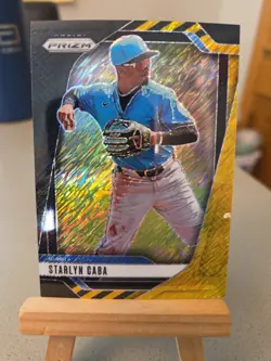 2025 Panini Prizm Starlyn Caba Black Gold Shimmer 2/3 SSP Miami Marlins - Image 1
