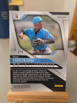 2025 Panini Prizm Starlyn Caba Black Gold Shimmer 2/3 SSP Miami Marlins - Image 2