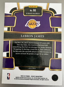 2023-24 Panini Select Concourse Base #66 LeBron James Los Angeles Lakers - Image 2
