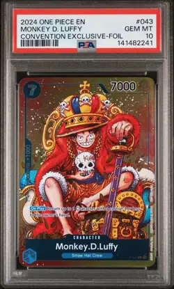 Monkey D. Luffy PSA10 2024 One Piece Promos Convention Exclusive-Foil #043 - Image 1
