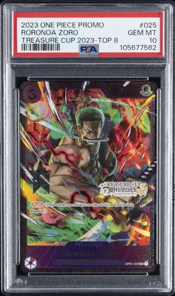 2023 ONE PIECE PROMOS TREASURE CUP 2023-TOP 8 #025 RORONOA ZORO PSA 10 - Image 1