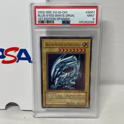 Yu-Gi-Oh! Blue-Eyes White Dragon PSA Mint 9 Spanish BIK-S001 1st Edi Ultra Rare - Image 1