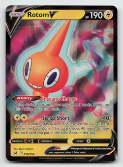 Rotom V - 058/196 - Pokemon Lost Origins Sword & Shield Ultra Rare Card NM - Image 1
