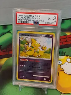 2007 Pokemon D&P Mysterious Treasures Alakazam Reverse Foil #2 PSA 6 - Image 1