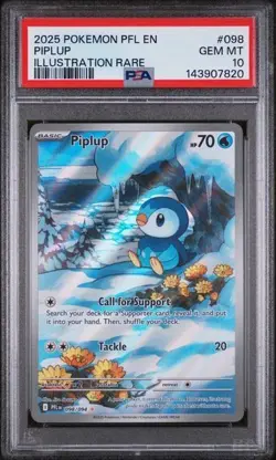 Pokemon Piplup ME02 098/094 Illustration Rare Phantasmal Flames PSA 10 - Image 1