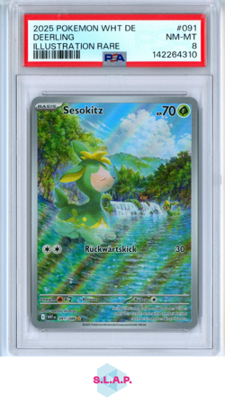 DEERLING ILLUSTRATION RARE POKEMON GERMAN WHT DE-WHITE FLARE 2025 091 PSA 8 - Image 1