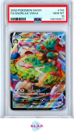 FA/SNORLAX VMAX POKEMON SWORD & SHIELD 2020 142 PSA 10 - Image 1