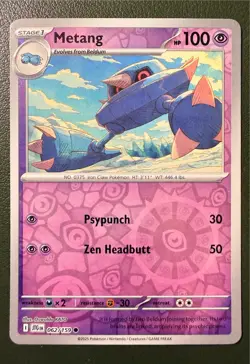 Pokemon TCG Metang 62/159 Journey Together SV9 Reverse Holo NM - Image 1