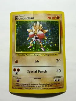 Pokemon TCG Hitmonchan Base Set Holo Unlimited Rare - Image 1