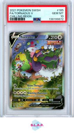 FA/TORNADUS V CHILLING REIGN POKEMON SWSH CHILLING REIGN 2021 185 PSA 10 - Image 1