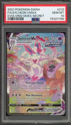 Pokemon Sylveon VMAX Evolving Skies Secret Rare Full Alt Art #212 PSA 10 - Image 1