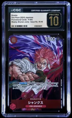One Piece CGC Pristine 10 Shanks P-083 Weekly Shonen Jump 10/2024 Promo - Image 1