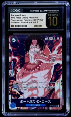 One Piece CGC Pristine 10 Portgas D Ace OP07-053 Standard Battle 6/2024Promo - Image 1