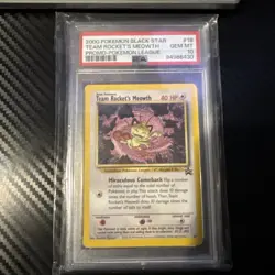 2000 Pokemon Team Rocket's Meowth Black Star Promo 18 PSA 10 - Image 1