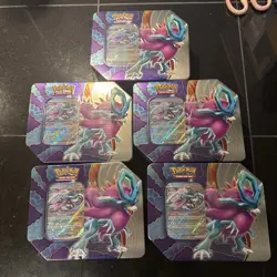 5x Pokemon Trading Card Game Paradox Clash Tin - Walking Wake EX - NEW - Image 1