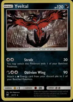 Yveltal Holo Rare Shining Legends 54/73 Darkness Holo Pokemon Card - Image 1