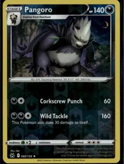 Pangoro Rare Crown Zenith 080/159 Darkness Reverse Holo Pokemon Card - Image 1