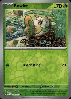 Rowlet Common SV03: Obsidian Flames 013/197 Grass Reverse Holo Pokemon Card - Image 1