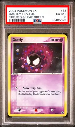 PSA 6 Gastly Rev Holo 63/112 EX Fire Red Leaf Green Pokemon Card 2004 NINTENDO - Image 1