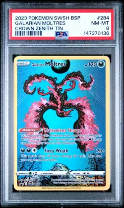Galarian Moltres PSA 8 SWSH284 Crown Zenith Promo Pokemon TCG Card - Image 1